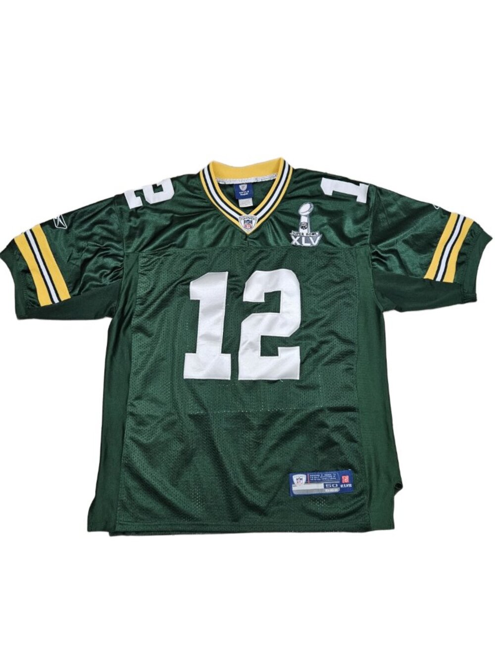 Aaron Rodgers Packers #12 Reebok Super Bowl XLV Jersey Size 50